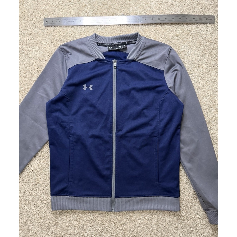 Under Armour Women's Challenger Full‎ Zip Fitted Track Jacket Navy Gray Size M - Picture 2 of 13